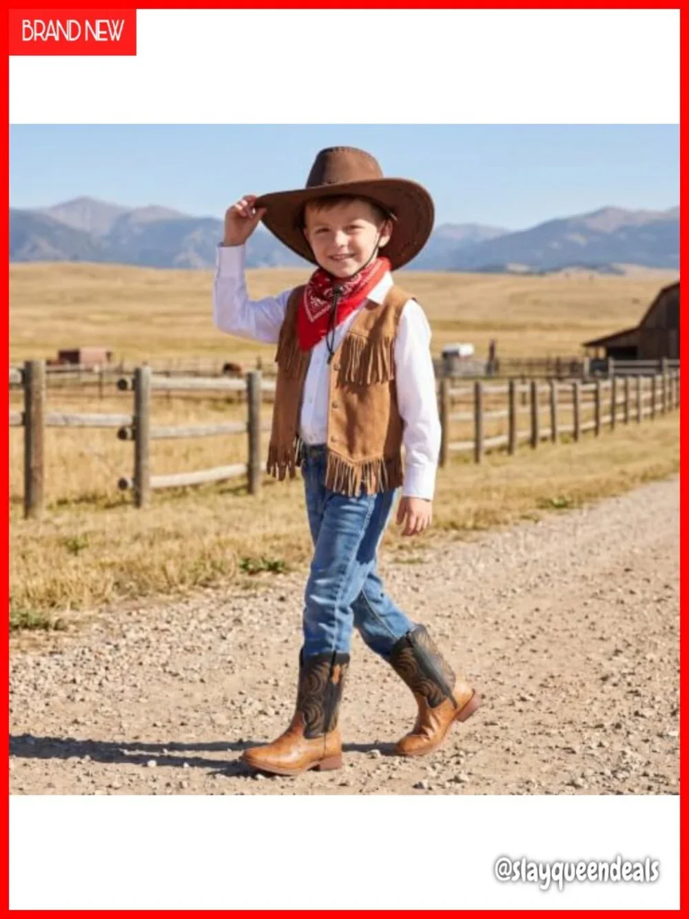 Kids Western Cowboy Boots Square Toe Side Zipper Pull Tabs